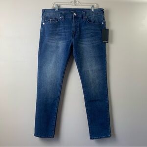True Religion Rocco SN Flap Relaxed Skinny Men’s Jeans 36 Medium Tidal Wash